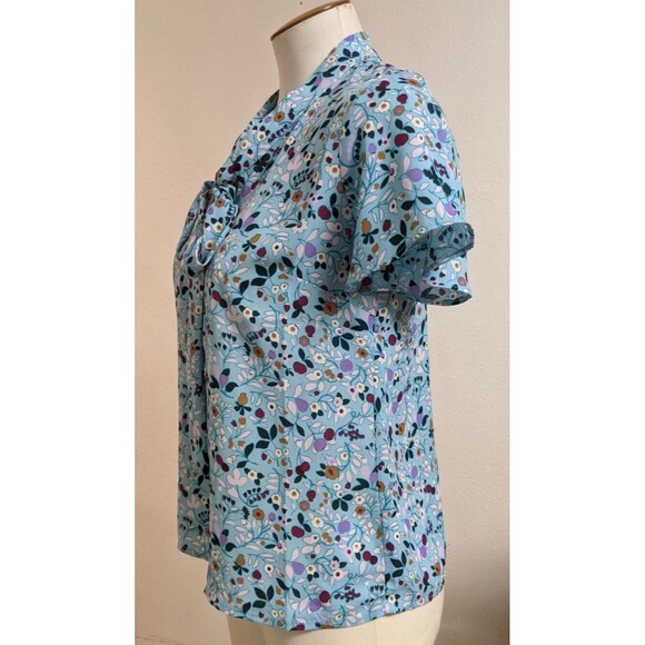 NWOT~ TALBOTS Petite "Flutter Sleeve Tie Top" Floral Print  SZ P    NEW! - Picture 3 of 7